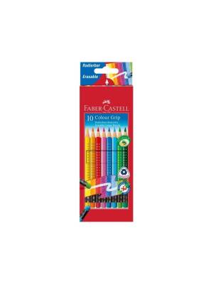 Set 10 creioane colorate ergonomice cu radiera Faber Castell 116613