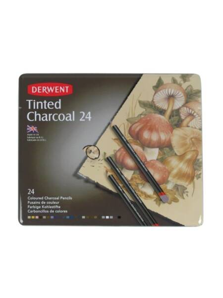 Set 24 creioane Derwent Tinted Charcoal