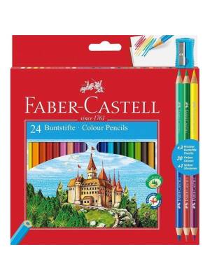Creioane Colorate 24+3 + ascutitoare Faber-Castell 110324