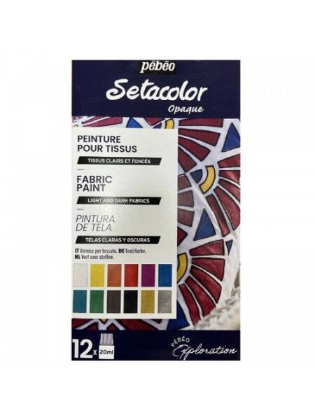 Set 12 x 20ml culori textile Setacolor Opaque Shimmer Exploration Pebeo 757481