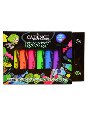 Set 6 x 15 ml culori acrilice fosforescente Kooky Cadence