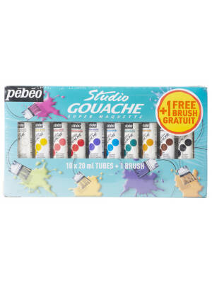Gouache set 10 x 20 ml + pensula Studio Pebeo 230199