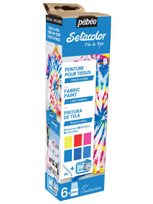 Set 6 culori Tie Dye pentru textile Setacolor Light Fabrics Initiation Pebeo 756483