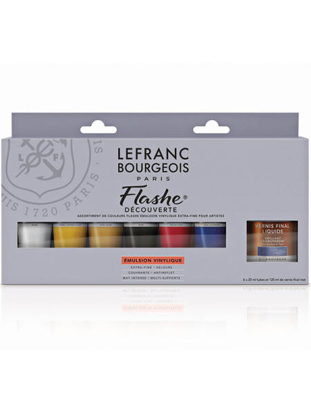 Culori vinilice Flashe set 6X20 ml + Varnish Matt 120 ml Lefranc & Bourgeois 300340