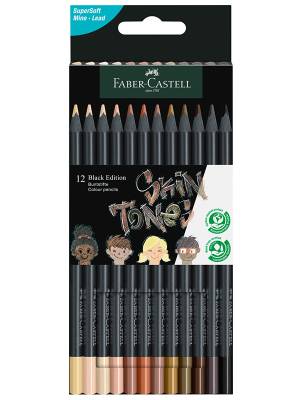 Set 12 creioane colorate skin tones black edition Faber-Castell FC116414