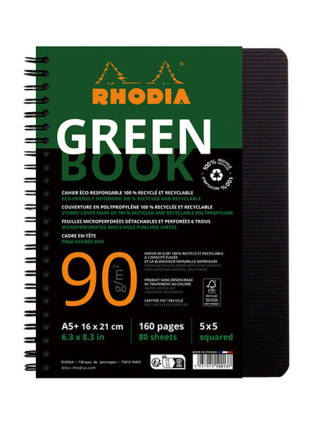 Notebook Greenbook cu spira 80 file 90g Rhodia
