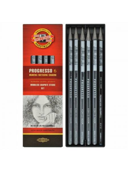 Set 6 creioane Progresso fara corp de lemn Koh-I-Noor 8915