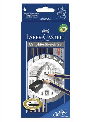 Set 6 creioane grafit pentru schita Faber Castell