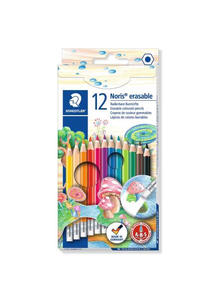 Set 12 creioane colorate cu radiera Noris Staedtler 144 50NC12