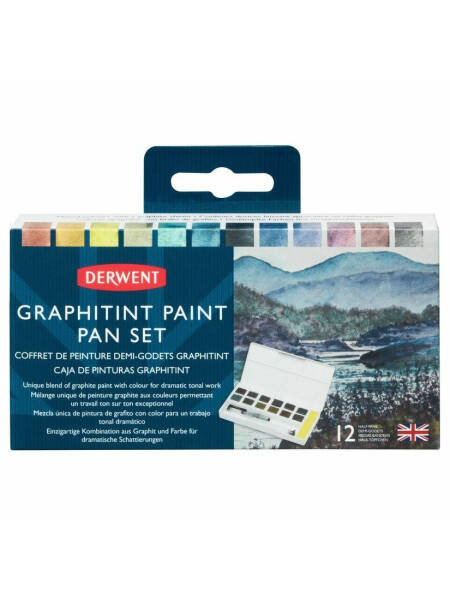 Grafit acuarelabil set 12 in cutie de plastic Graphitint Derwent 2305790
